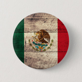 Old Wooden Mexico Flag 2 Inch Round Button
