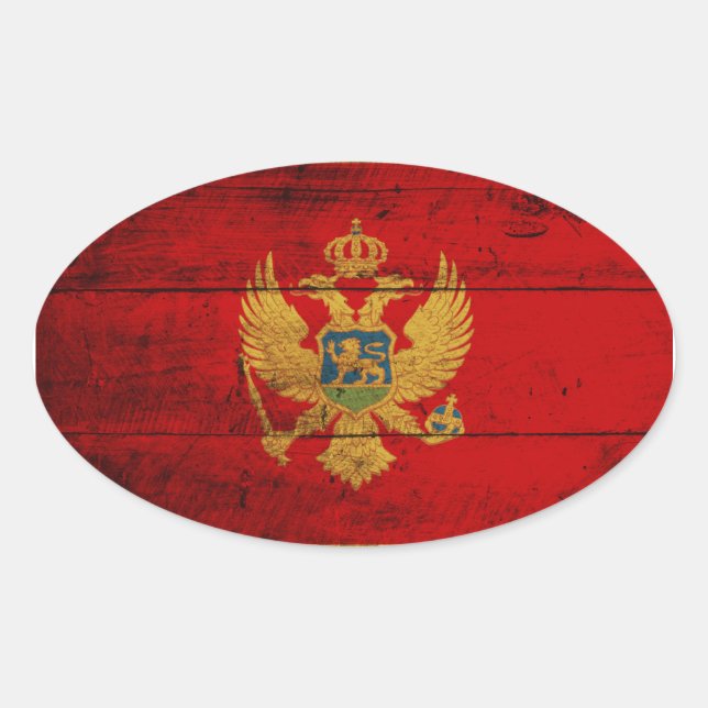 Old Wooden Montenegro Flag Oval Sticker (Front)