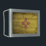 Old Wooden New Mexico Flag; Belt Buckle<br><div class="desc">New Mexico Flag; New Mexican</div>