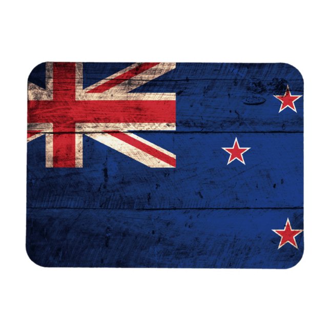 Old Wooden New Zealand Flag Magnet (Horizontal)