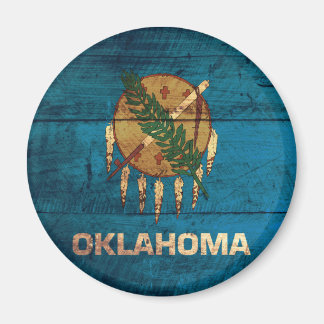 Old Wooden Oklahoma Flag; Magnet