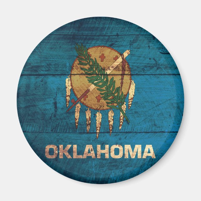 Old Wooden Oklahoma Flag; Magnet (Front)