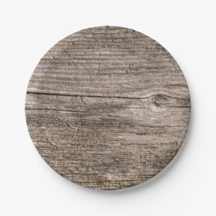 Old wooden planks paper plate