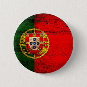 Old Wooden Portugal Flag 2 Inch Round Button
