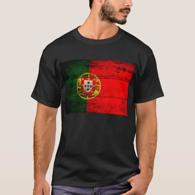 Old Wooden Portugal Flag; T-Shirt (Front)