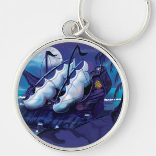 Old Wooden Sail Ship in Dock Keychain