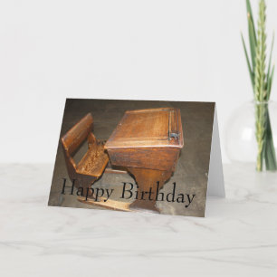 Old  Wooden School Desk and Chair Card