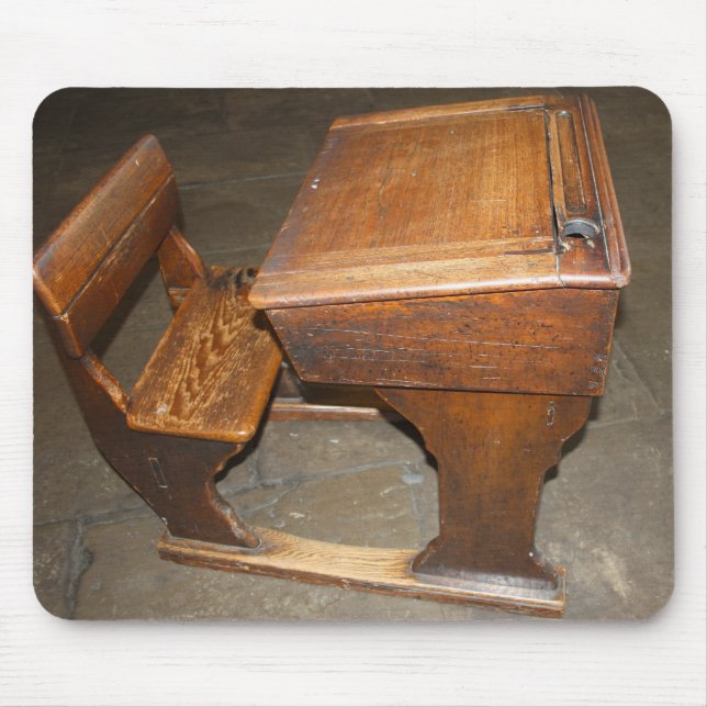 Old  Wooden School Desk and Chair Mouse Pad (Front)