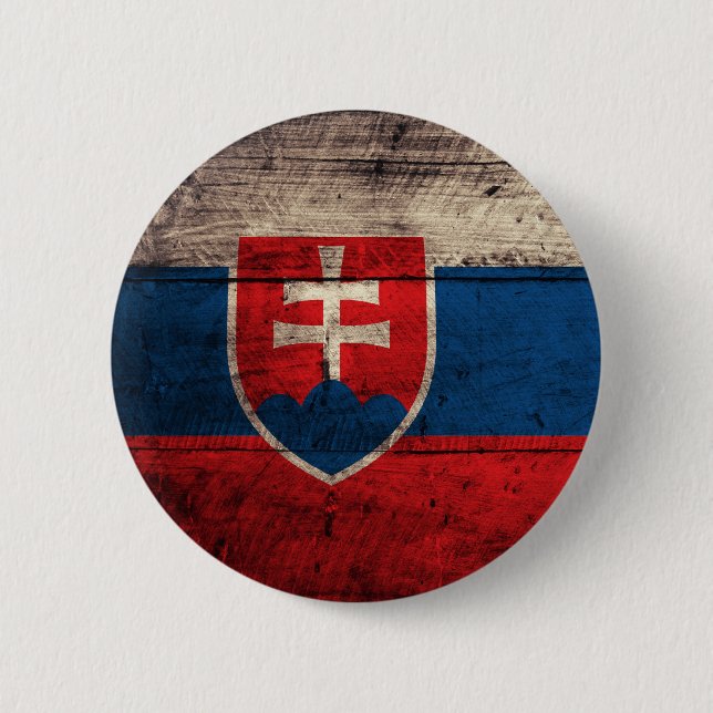 Old Wooden Slovakia Flag 2 Inch Round Button (Front)