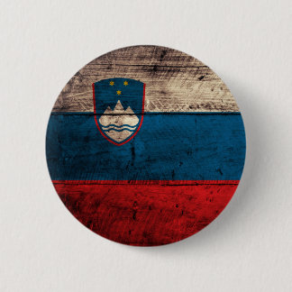 Old Wooden Slovenia Flag 2 Inch Round Button