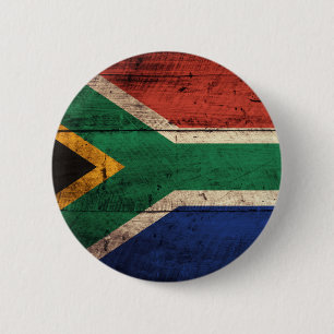Old Wooden South Africa Flag 2 Inch Round Button