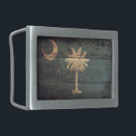 Old Wooden South Carolina Flag; Rectangular Belt Buckle<br><div class="desc">South Carolina Flag; South Carolinian</div>