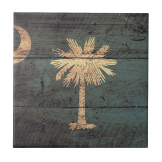 Old Wooden South Carolina Flag; Tile