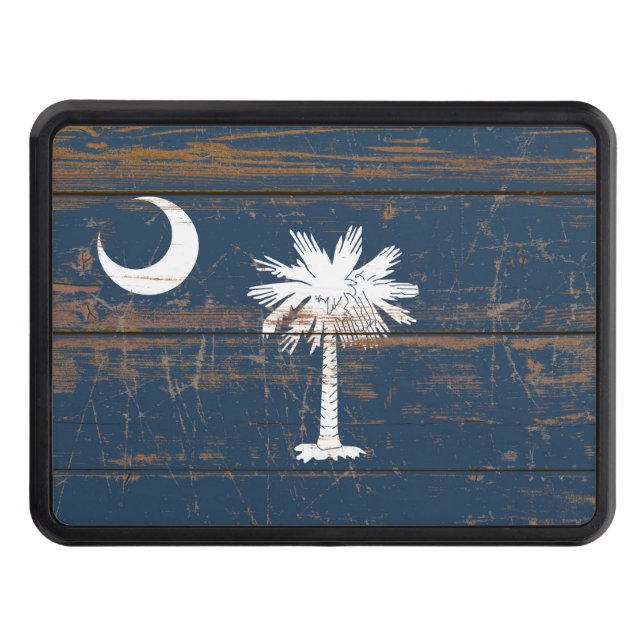 Old Wooden South Carolina State Flag Trailer Hitch Cover (Front)