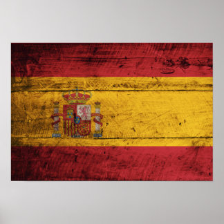 Old Wooden Spain Flag Poster