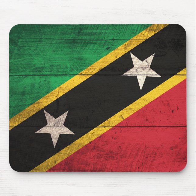 Old Wooden St. Kitts / Nevis Flag Mouse Pad (Front)
