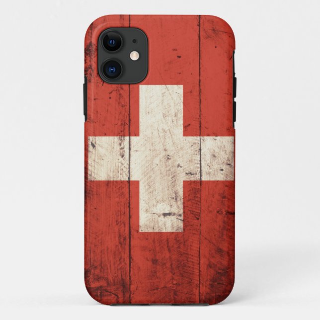 Old Wooden Swiss Flag Case-Mate iPhone Case (Back)