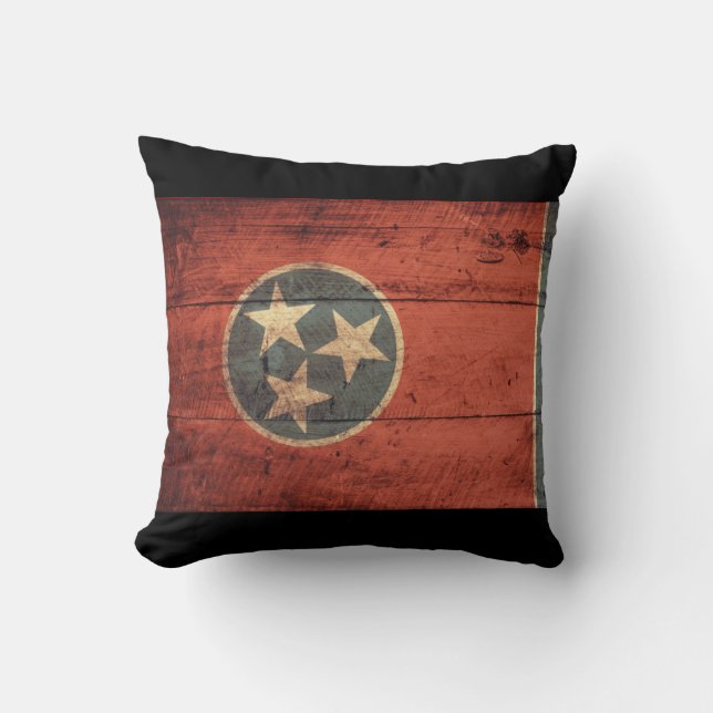 Old Wooden Tennessee Flag Throw Pillow (Front)