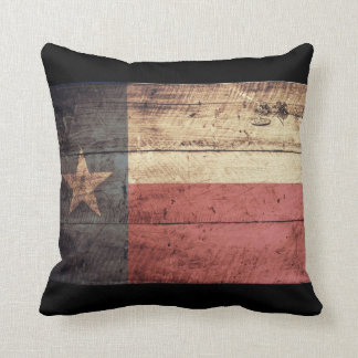 Old Wooden Texas Flag; Throw Pillow