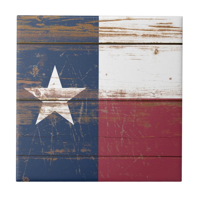 Old Wooden Texas State Flag Tile (Front)
