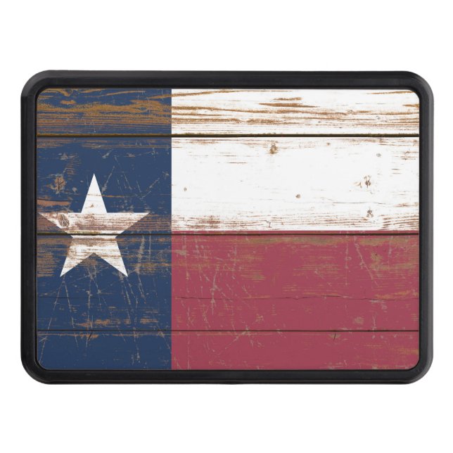 Old Wooden Texas State Flag Trailer Hitch Cover (Front)