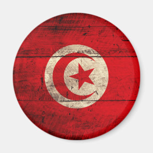 Old Wooden Tunisia Flag Magnet