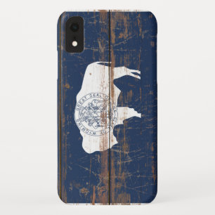 Old Wooden Wyoming State Flag iPhone XR Case