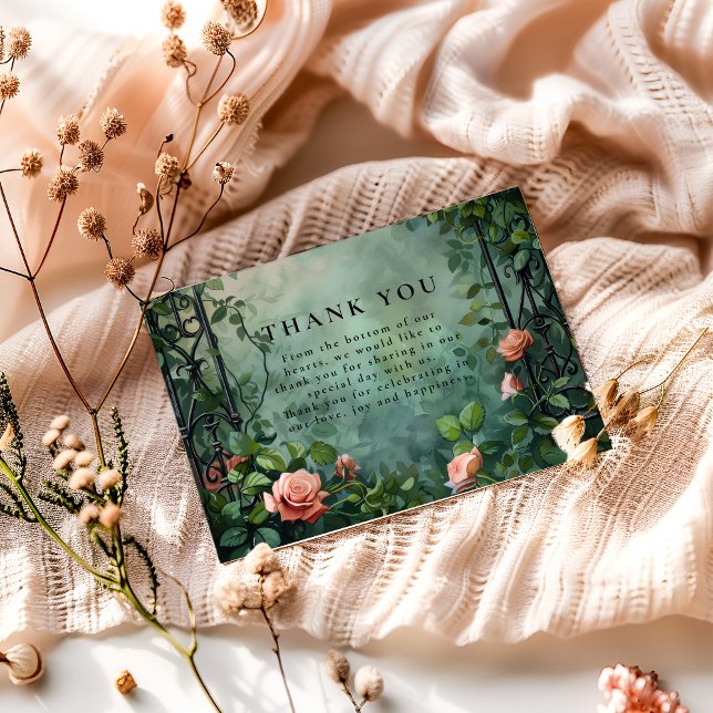 Old World Botanical Rose Garden Wedding Thank You Card (Creator Uploaded)