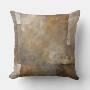 Old World Brown and Gold Distressed Plaid Throw Pillow
