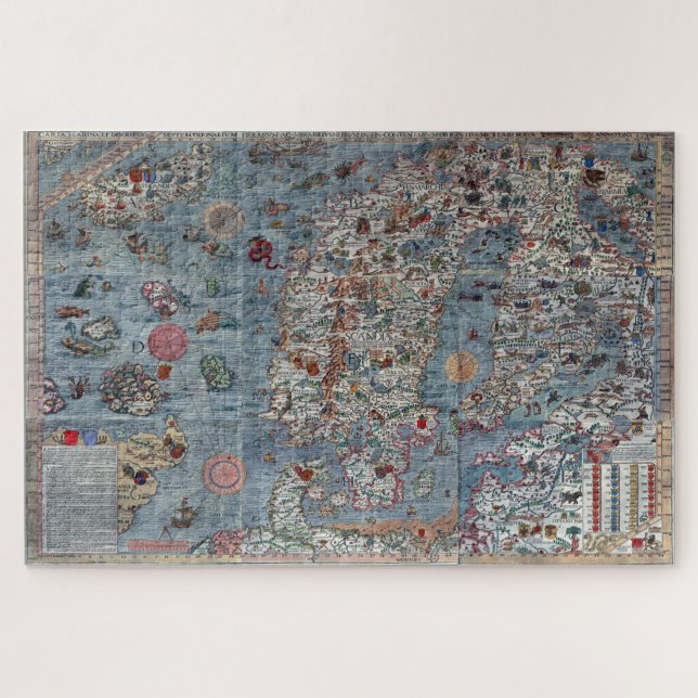 Old World Carta Marina Map Jigsaw Puzzle (Horizontal)