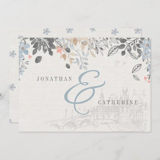 Old World Charm Bridal Shower Invitation (Front/Back)