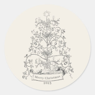 Old World Christmas Tree Classic Round Sticker