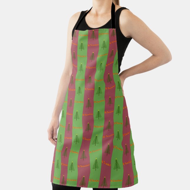 Old World Christmas Tree Pattern Evergreen Apron (Insitu)