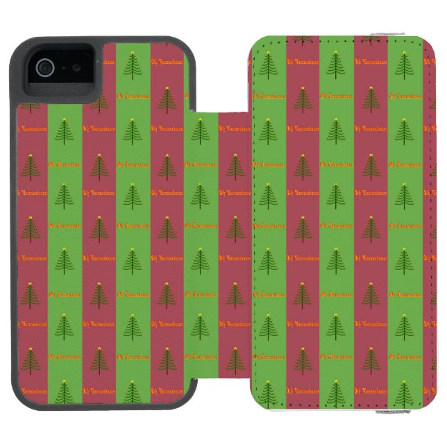 Old World Christmas Tree Pattern Evergreen Incipio iPhone Wallet Case (Folio Open)
