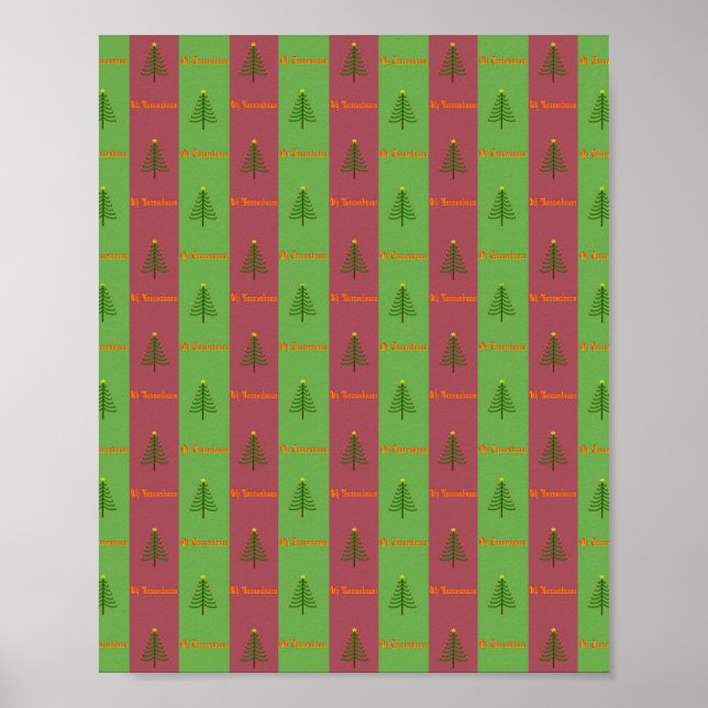 Old World Christmas Tree Pattern Evergreen Poster (Front)