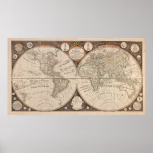 Old World Continent Map poster print