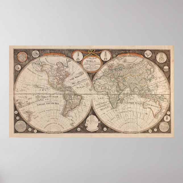 Old World Continent Map poster print (Front)