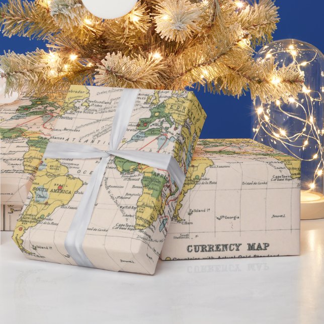 Old World Currency Map (1907)  Wrapping Paper (Holidays)