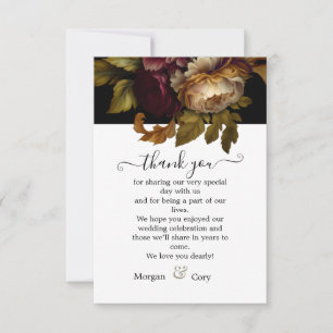 Old World Dark Floral Wedding Thank You Card