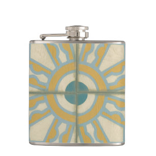 Old World Decorative Tile Pattern Hip Flask