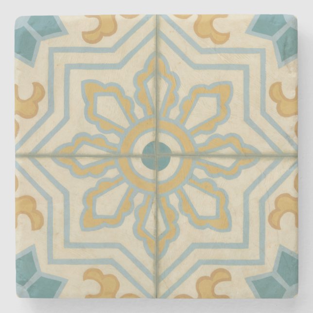 Old World Decorative Tile Pattern Stone Coaster (Front)