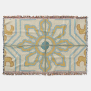 Old World Decorative Tile Pattern Throw Blanket