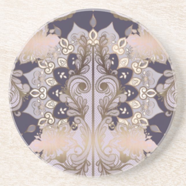 Old world  design ceramic tile coaster (Front)