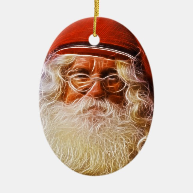 Old World Father Christmas Santa Claus Portrait Ceramic Ornament (Front)