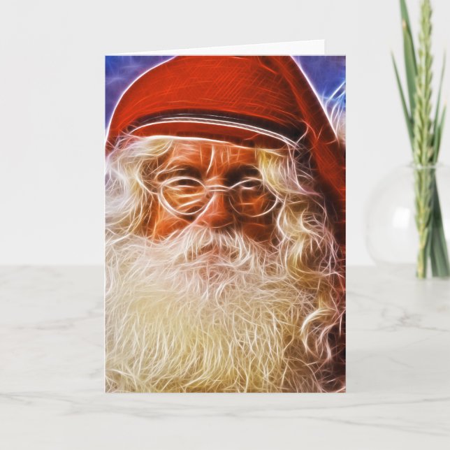 Old World Father Christmas Santa Claus Portrait Holiday Card (Front)