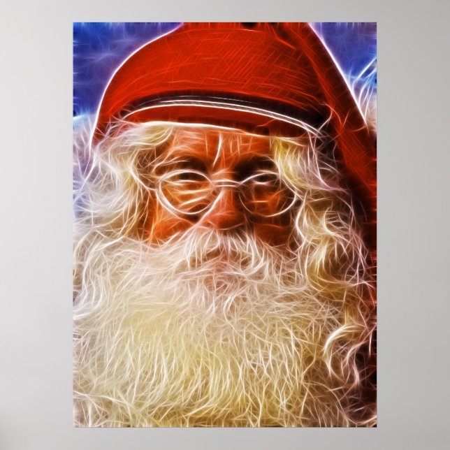 Old World Father Christmas Santa Claus Portrait Poster (Front)