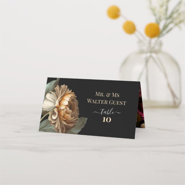 OLD WORLD FLORAL WEDDING Guest Table Numbers Place Card (Front)