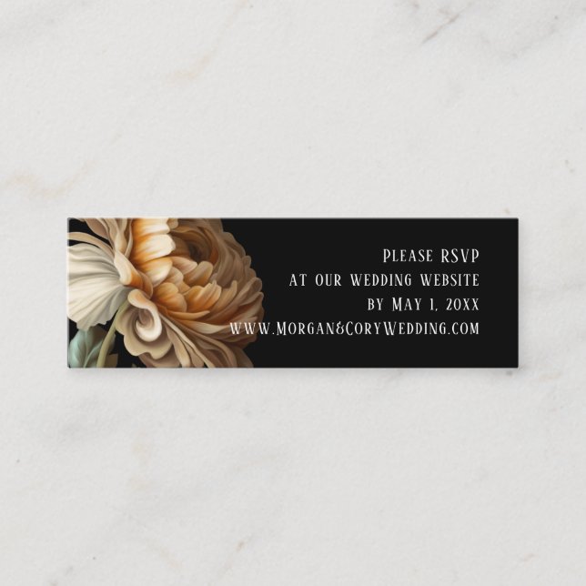  Old World Floral Wedding Website RSVP  Mini Business Card (Front)