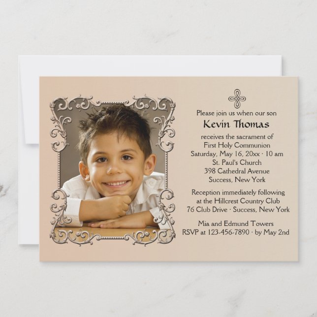 Old World Frame Photo Invitation (Front)