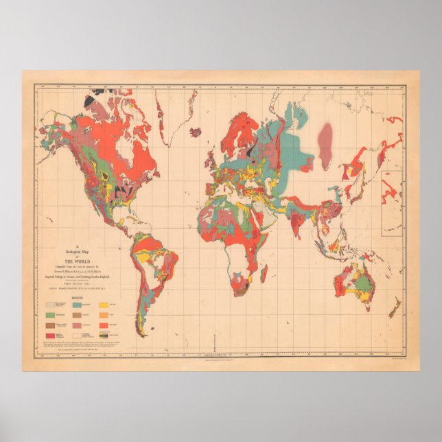 Old World Geology Map (1921)  Poster (Front)